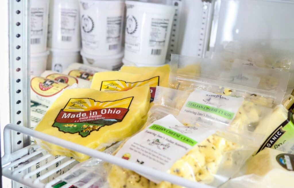 Fresh Ohio Cheese Display in Store Fridge